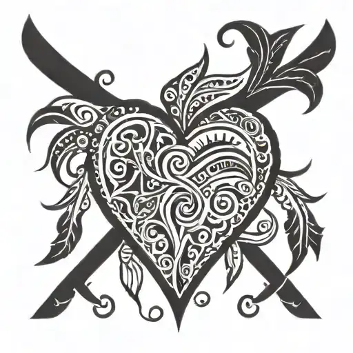 milagro heart and tribal tattoo design idea