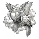 two doves and clouds black tattoo design idea