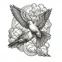two doves and clouds black tattoo design idea