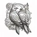 two doves and clouds black tattoo design idea