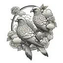 two doves and clouds black tattoo design idea