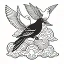 two doves and clouds tattoo design idea
