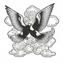 two doves and clouds tattoo design idea