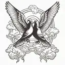 two doves and clouds tattoo design idea