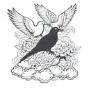 two doves and clouds tattoo design idea