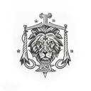 lion, scales of justice, chalice, anchor, cross, owl tattoo design idea