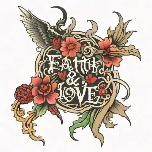 faith, hope and love japanese  tattoo design idea