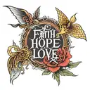 faith, hope and love japanese  tattoo design idea