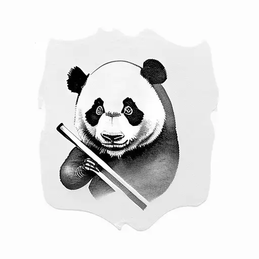 panda with pool cue tattoo design idea