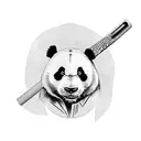 panda with pool cue tattoo design idea
