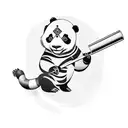 panda with pool cue tattoo design idea