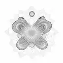 tiny stones and butterflies exploding out of a single point outward into a v shape tattoo design idea