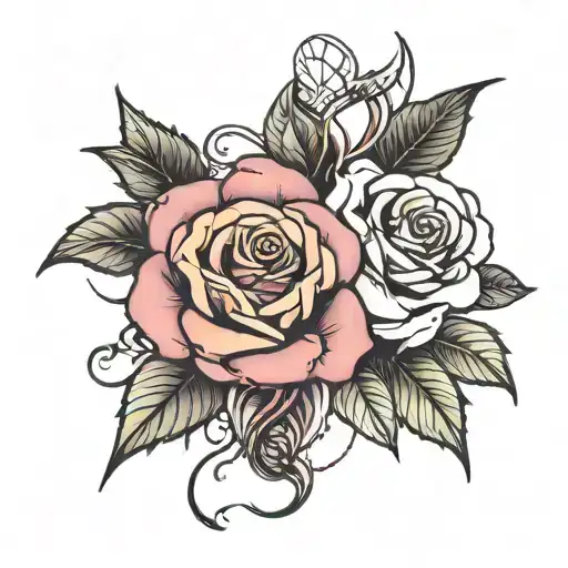 rose with brittani as stem rose tattoo design idea