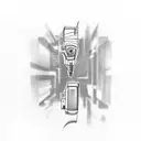 Glock 9mm gun with the phrase 'Sin City' written on it, wrapping around the gun above the phrase 'An eternal dream,' and tattoo design idea