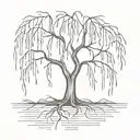 weeping willow tree with roots tattoo design idea