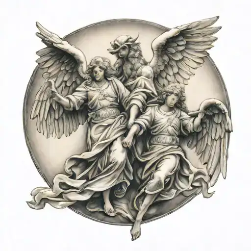 guardian angels holding hands tattoo design idea