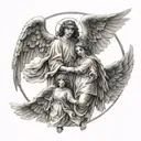 guardian angels holding hands tattoo design idea