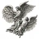 guardian angels holding hands tattoo design idea