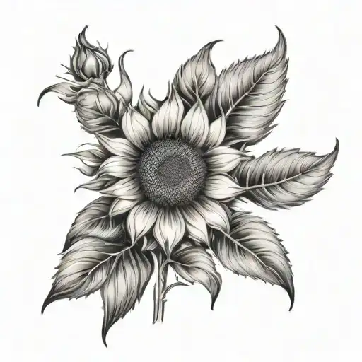 Sunflower and water tattoo design idea