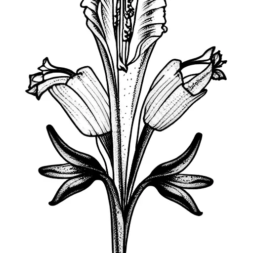 gladiolus, marigold, narcissus, and lily tattoo design idea