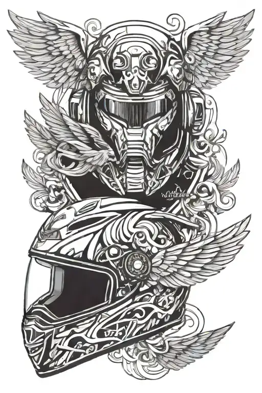 Motocross helmet with wings tattoo design idea