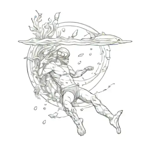 Swimming with underwater scene tattoo design idea
