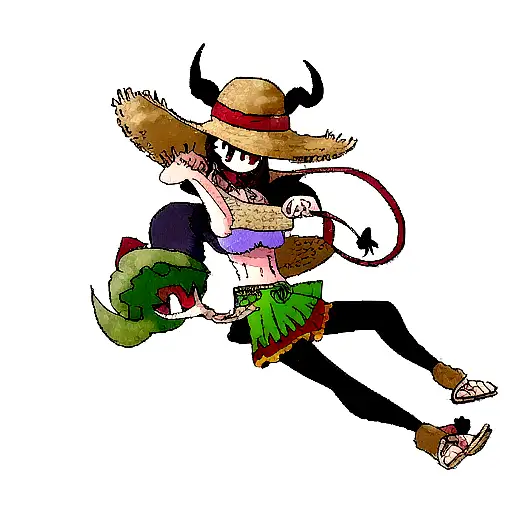 straw hat with devil fruit tattoo design idea