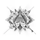 Bohemian-style tattoo featuring a combination of arrow, star, and heart motifs tattoo design idea