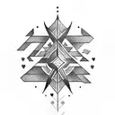 Bohemian-style tattoo featuring a combination of arrow, star, and heart motifs tattoo design idea