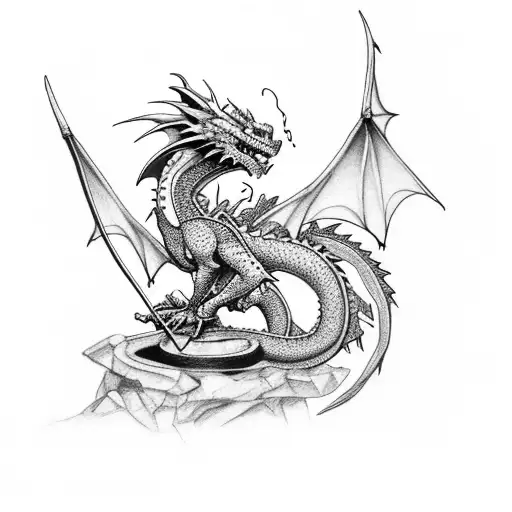 Dragon with bonsai tree tattoo design idea