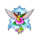 outline of Venezuela filled with hibiscus flowers and a hummingbird tattoo design idea