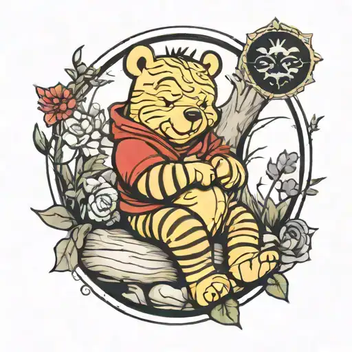 Zayden winnie the pooh sitting tattoo design idea