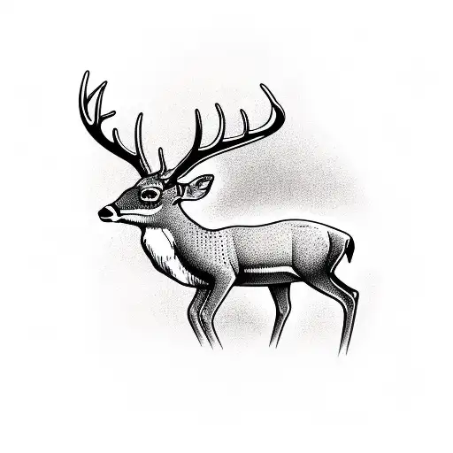An deer with a hunting rifle crossed behind it tattoo design idea