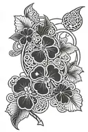 4 leaf clover and aries moon star 3d tattoo design idea