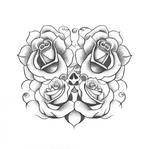 día de los muertos with roses tattoo design idea