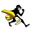 ape walking with banana in one hand full body tattoo design idea