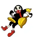 ape walking with banana in one hand full body tattoo design idea