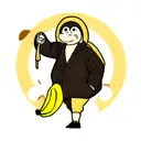 ape walking with banana in one hand full body tattoo design idea