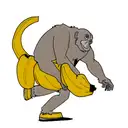 ape walking with banana in one hand full body tattoo design idea