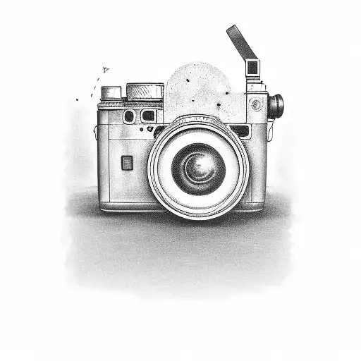 sony cinema camera with video film and clapper board tattoo design idea
