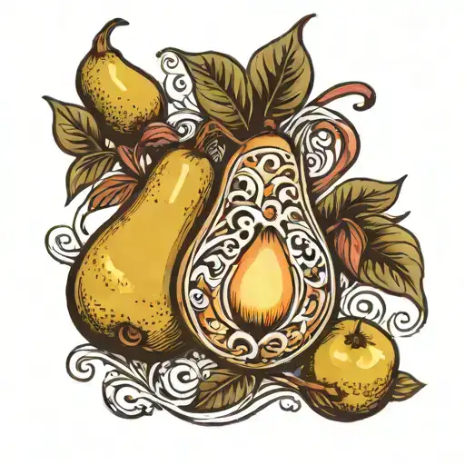 Pear and Iron  tattoo design idea