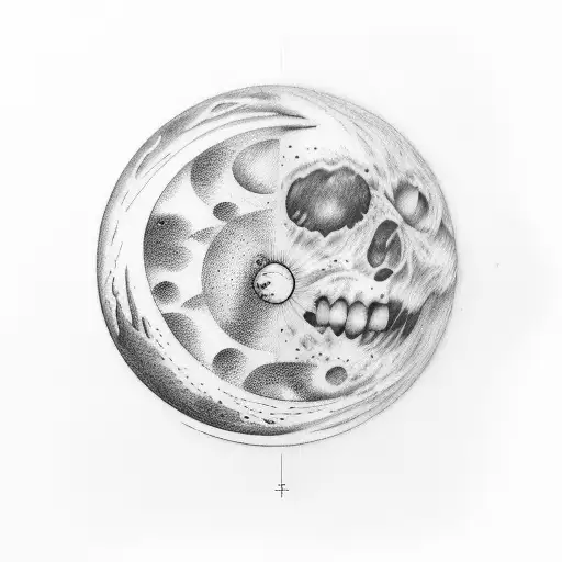 the five phases of the moon but drawn with only one line tattoo design idea