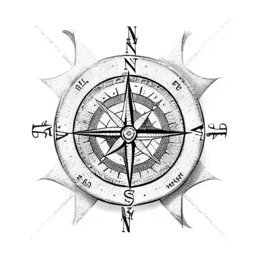 A combo of 09/30/20 + a nautical compass and the coordinates of Mandeville, Jamaica and Boston, MA in a black-grey style tattoo design idea