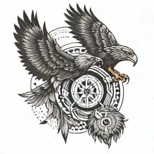 four directions, four elements, , eagle, coyote, bear, buffalo medicine wheel tattoo design idea