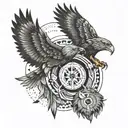 four directions, four elements, , eagle, coyote, bear, buffalo medicine wheel tattoo design idea