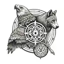 four directions, four elements, , eagle, coyote, bear, buffalo medicine wheel tattoo design idea