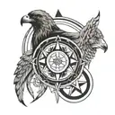 four directions, four elements, , eagle, coyote, bear, buffalo medicine wheel tattoo design idea