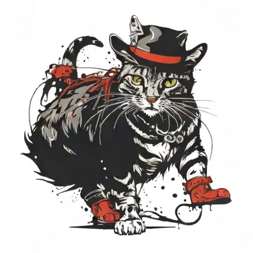 A cowgirl cat using a whip  tattoo design idea