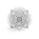 mountain mandala flowers tattoo design idea