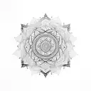 mountain mandala flowers tattoo design idea